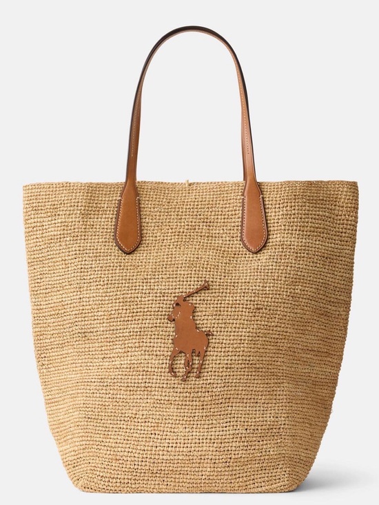Ralph Lauren Handbags - Ralph Lauren North South Raffia Tote with Tan Leather Handles - Like New